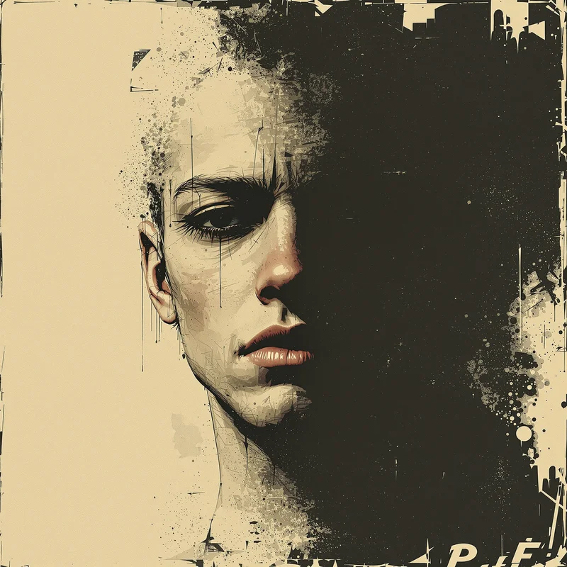 grunge avatar image with film grain for profile picture use