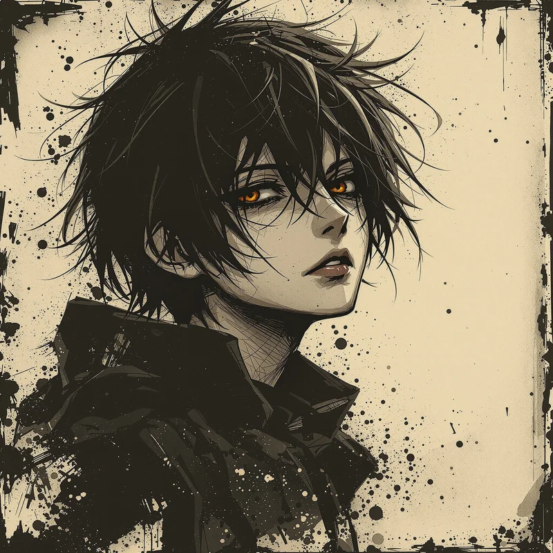 grunge PFP portrait with distressed overlay for profile picture use
