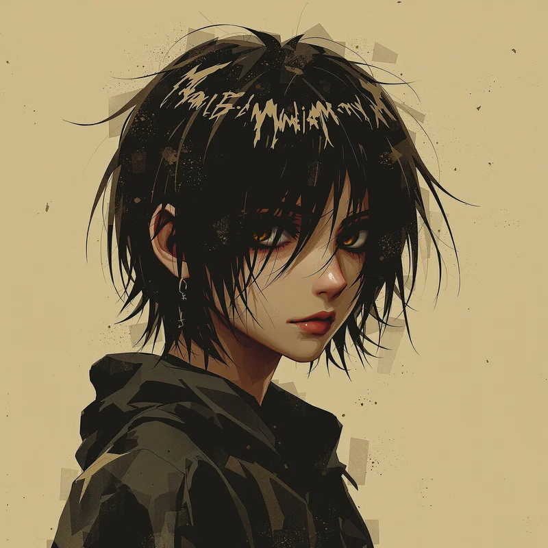 grunge avatar image with glitch effect for digital identity