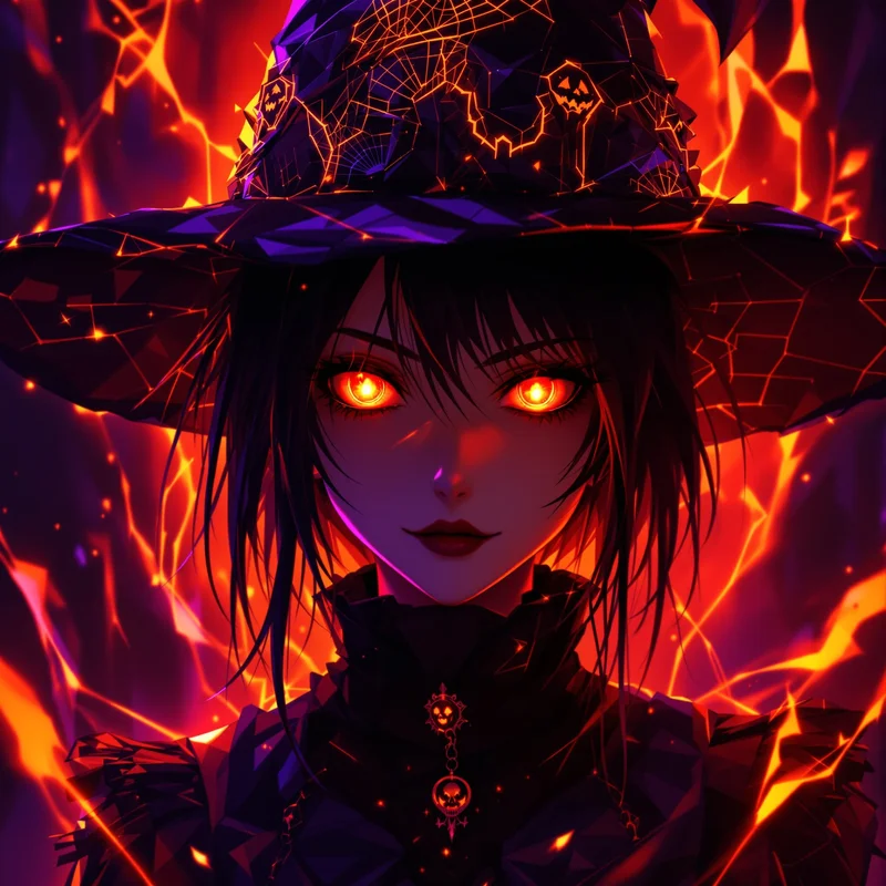 Halloween PFP with cyber witch energy and dark seasonal atmosphere