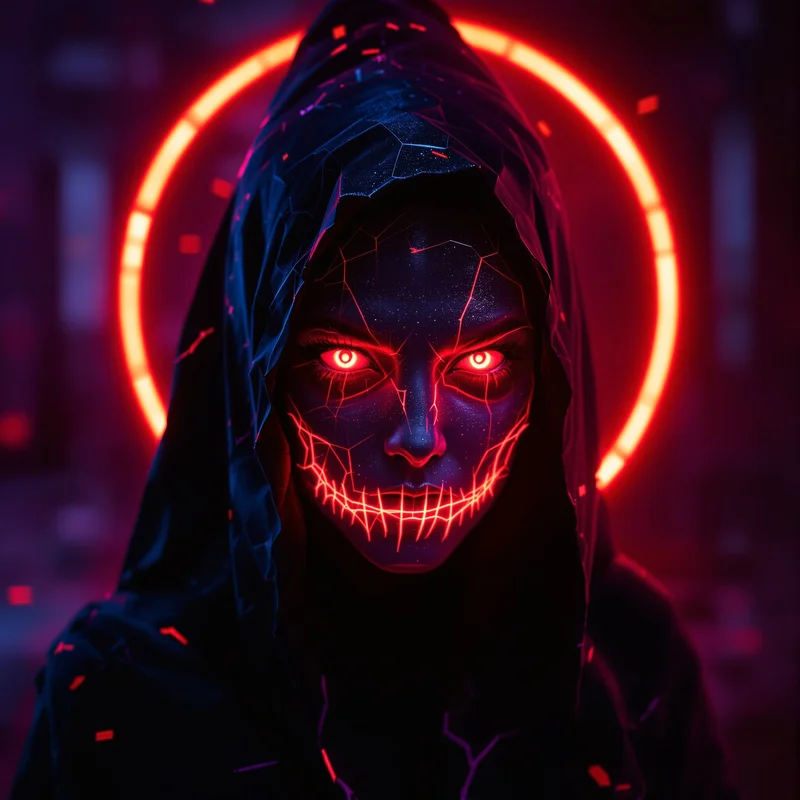 Halloween PFP with cyber witch energy and dark seasonal atmosphere