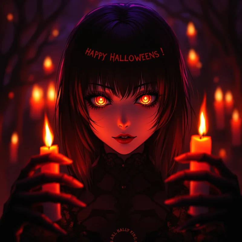 Halloween PFP with candlelit gothic framing and dark seasonal atmosphere