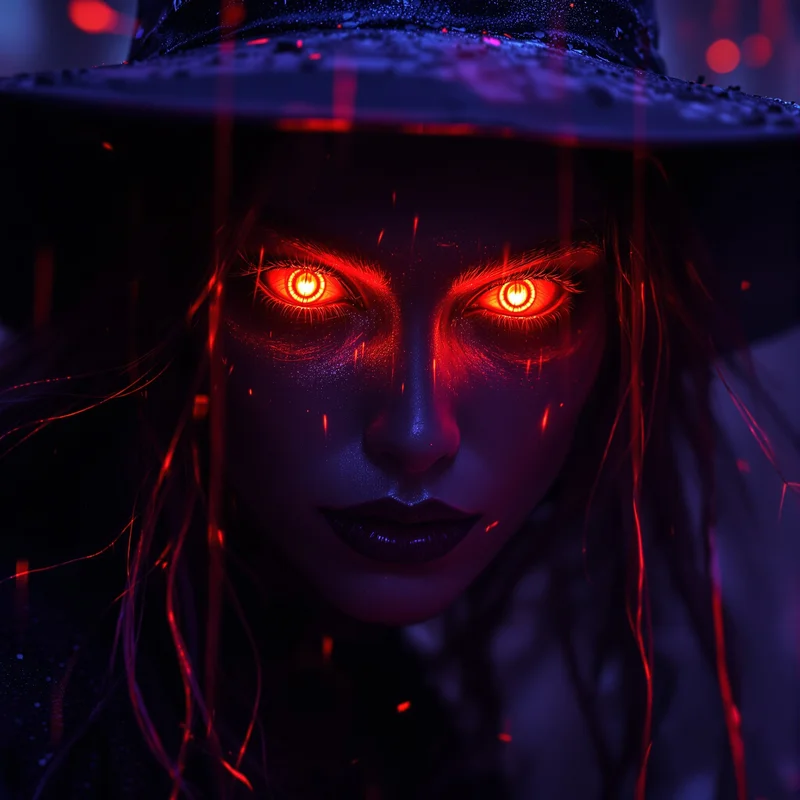 Halloween PFP with cyber witch energy and dark seasonal atmosphere