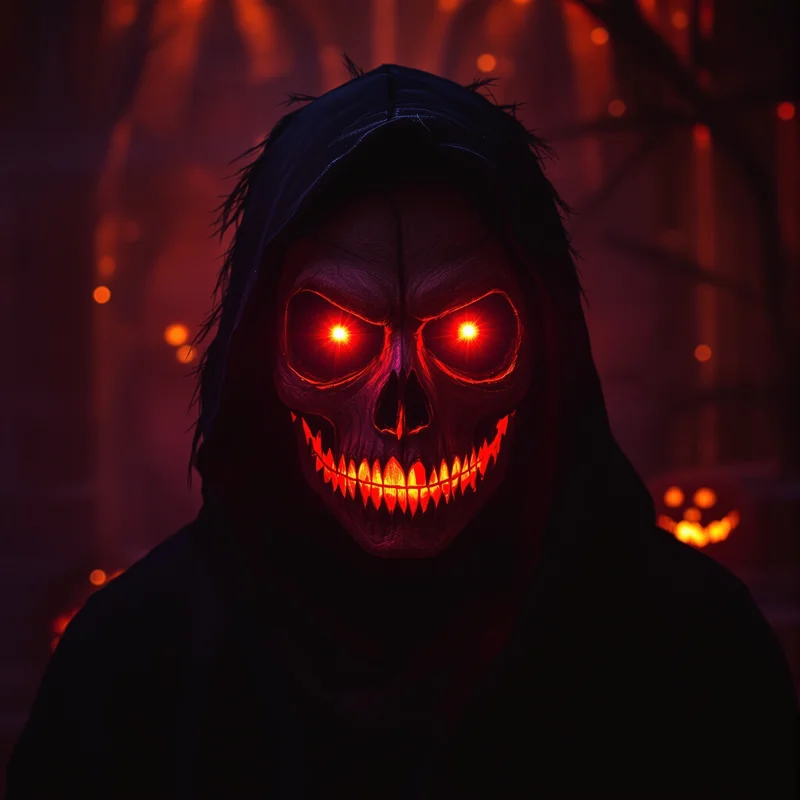 Halloween PFP with dark cathedral lighting and dark seasonal atmosphere