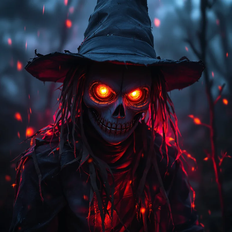 Halloween PFP with storm infused scarecrow visuals and dark seasonal atmosphere