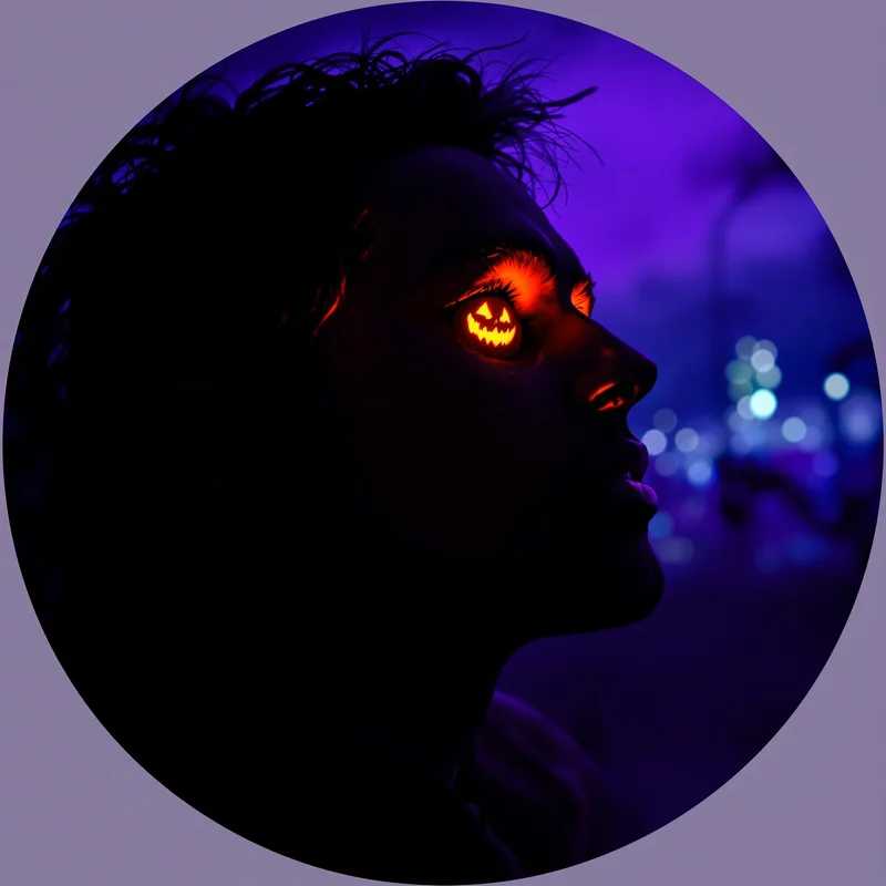 Halloween avatar profile image with eerie expression