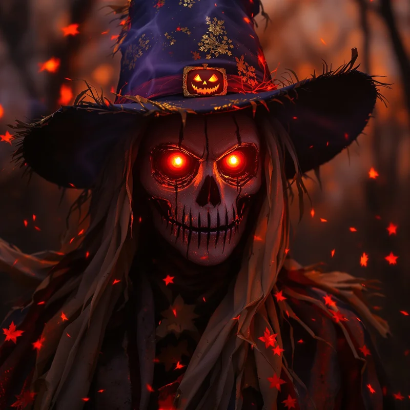 Halloween PFP with storm infused scarecrow visuals and dark seasonal atmosphere