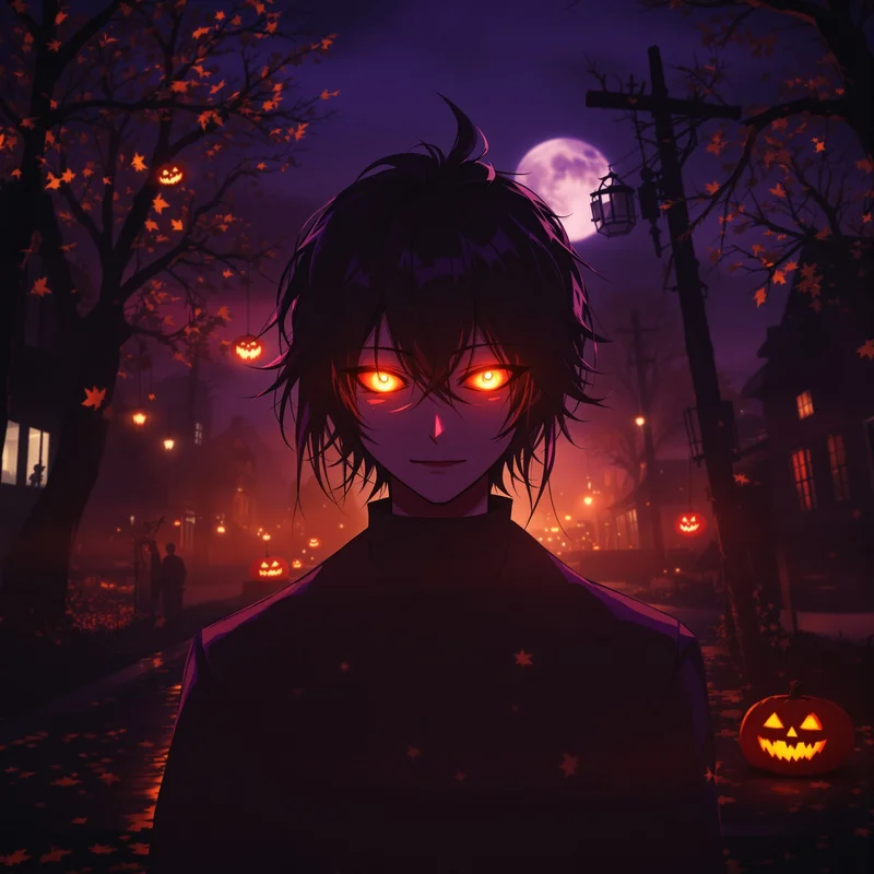Halloween PFP with liminal suburban silence and dark seasonal atmosphere