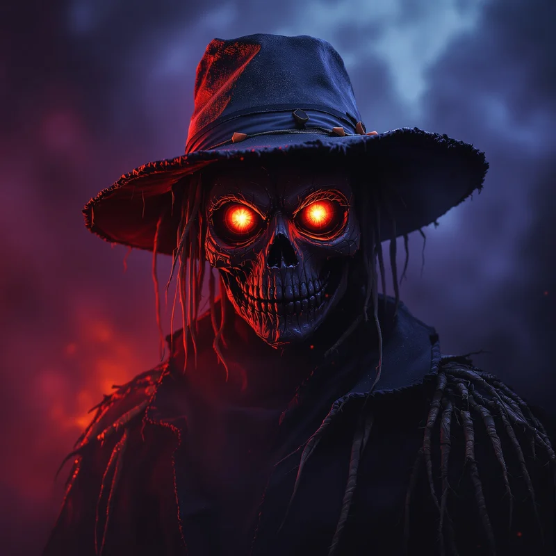 Halloween PFP with storm infused scarecrow visuals and dark seasonal atmosphere