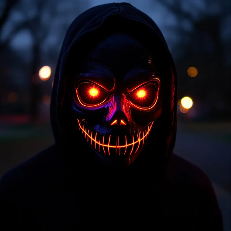 Halloween PFP with masked horror identity and dark seasonal atmosphere