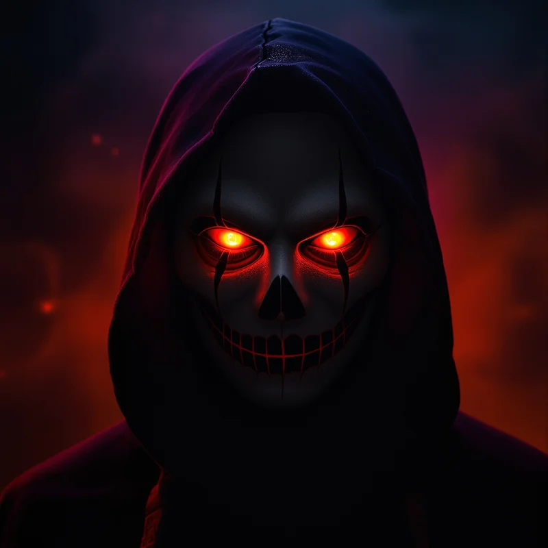 Halloween PFP with masked horror identity and dark seasonal atmosphere