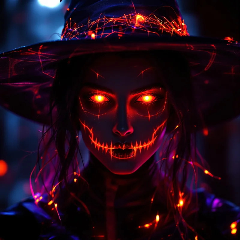 Halloween PFP with cyber witch energy and dark seasonal atmosphere