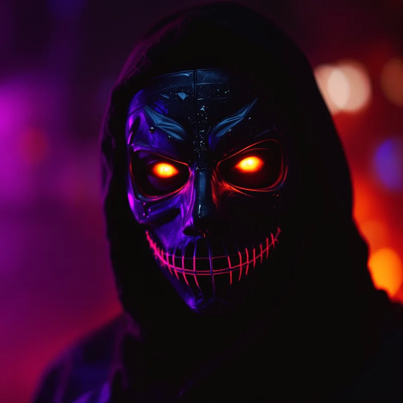 Halloween PFP with masked horror identity and dark seasonal atmosphere