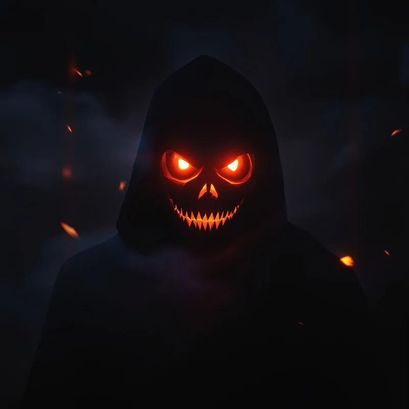 Halloween PFP with dark cathedral lighting and dark seasonal atmosphere