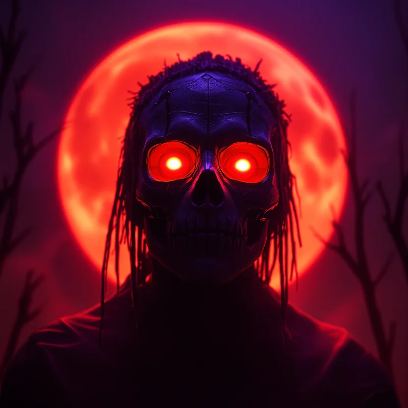 Halloween PFP with blood moon silhouettes and dark seasonal atmosphere