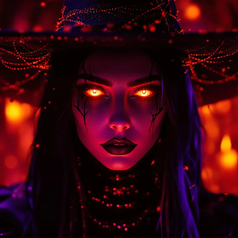 Halloween PFP with cyber witch energy and dark seasonal atmosphere