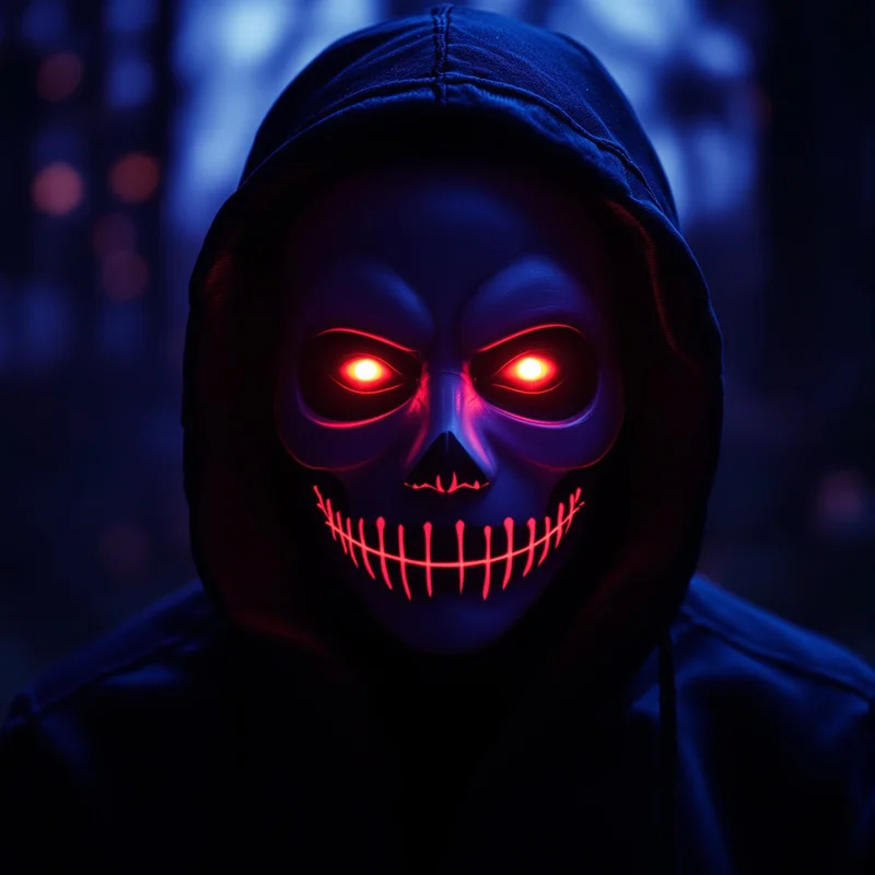 Halloween PFP with masked horror identity and dark seasonal atmosphere
