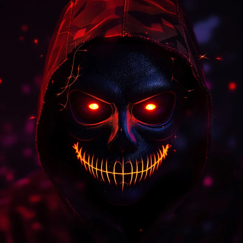 Halloween PFP with masked horror identity and dark seasonal atmosphere