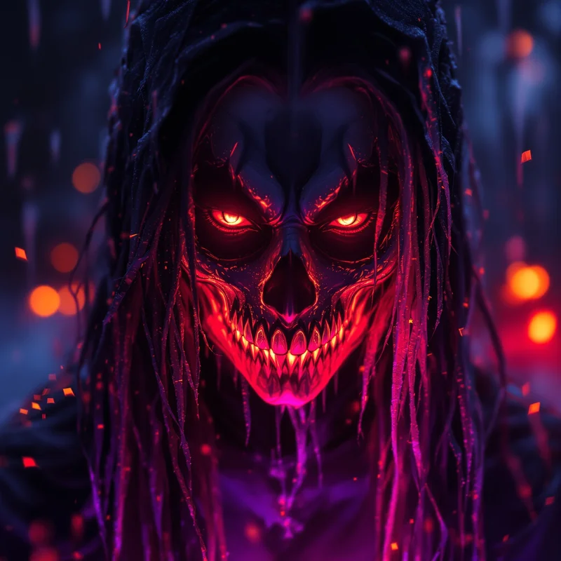 Halloween PFP with frozen demon atmosphere and dark seasonal atmosphere