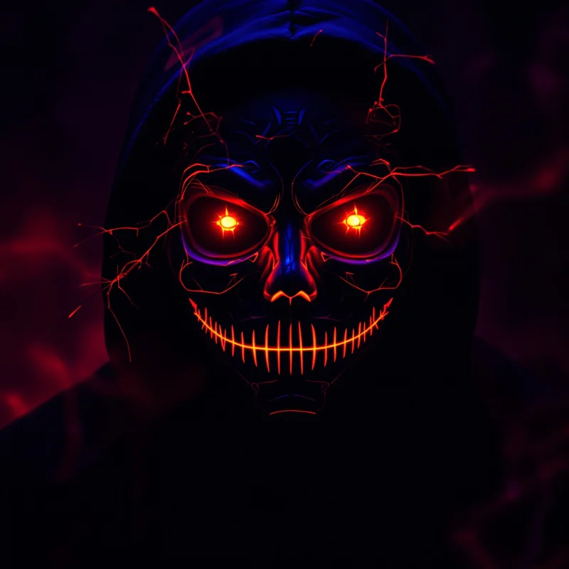 Halloween PFP with masked horror identity and dark seasonal atmosphere