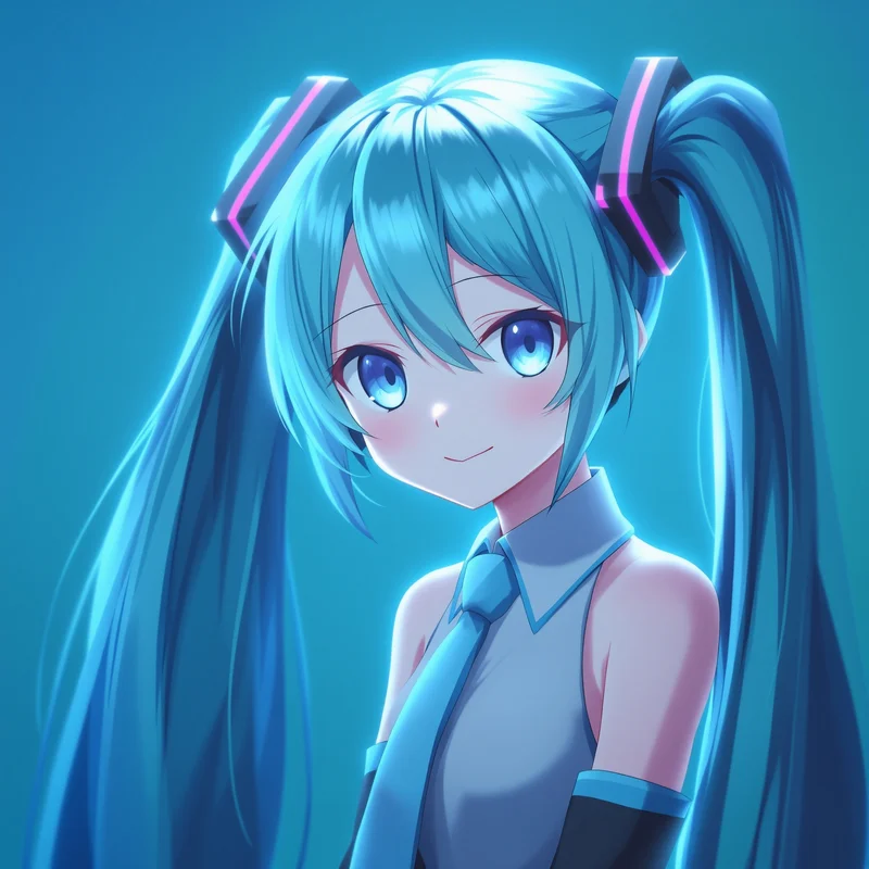 digital Miku anime portrait with smooth gradient colors for profile picture use