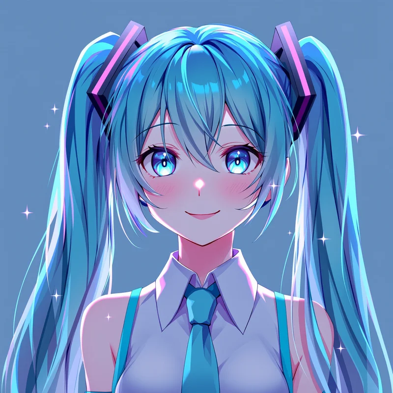 digital Miku anime portrait with glowing accents for futuristic PFP design