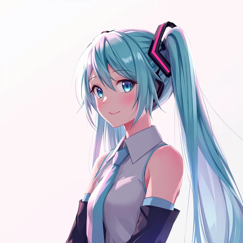 centered Miku PFP portrait with digital gradient background for avatar display