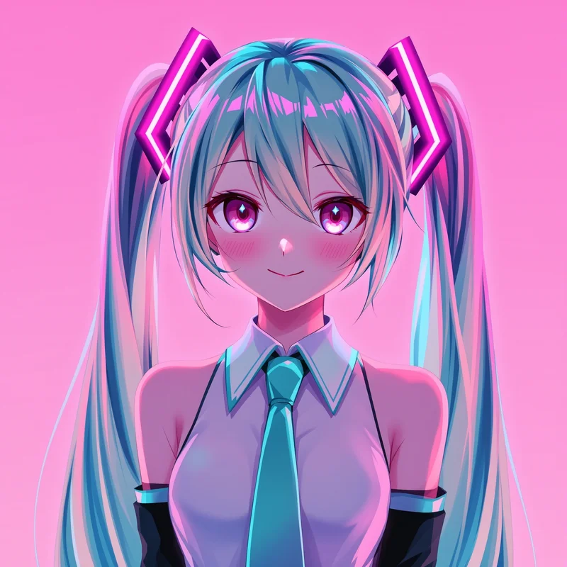neon Miku avatar image with bright aqua palette for social media avatar