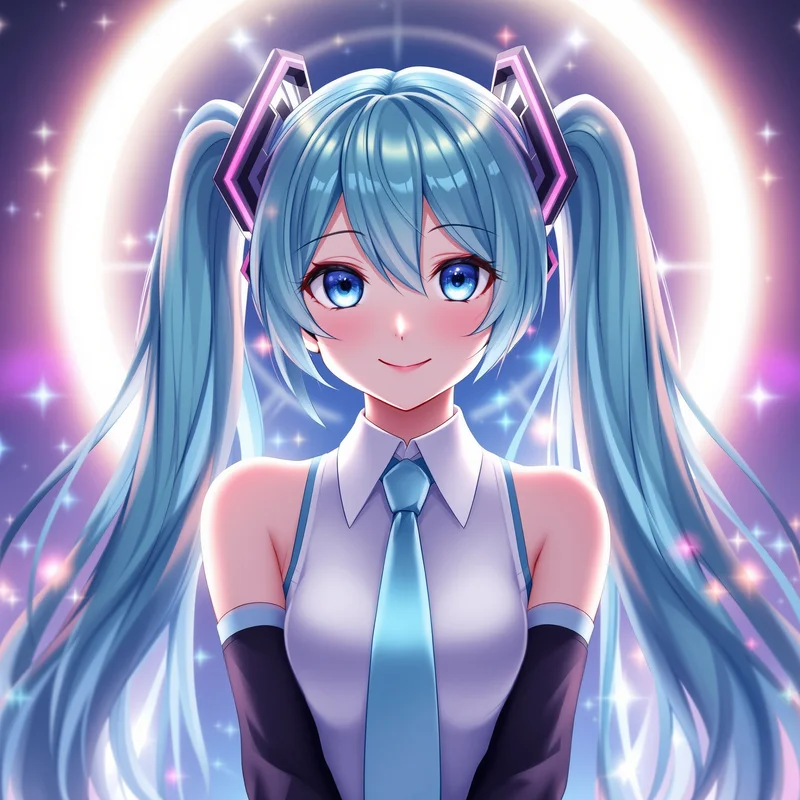 clean Miku PFP avatar with clean pastel glow for digital profile identity