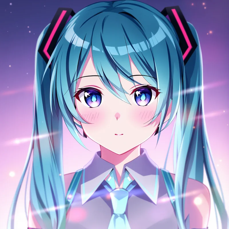 centered Miku PFP portrait with soft hologram lighting for online avatar styling