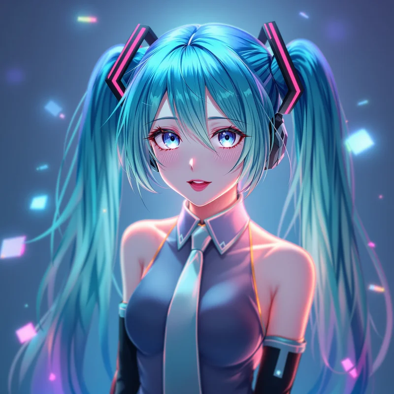 colorful Miku PFP image with vibrant blue tones for avatar display