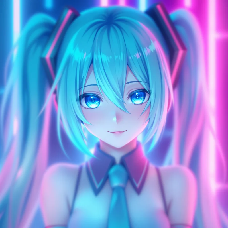Hatsune Miku PFP portrait with clean pastel glow for futuristic PFP design