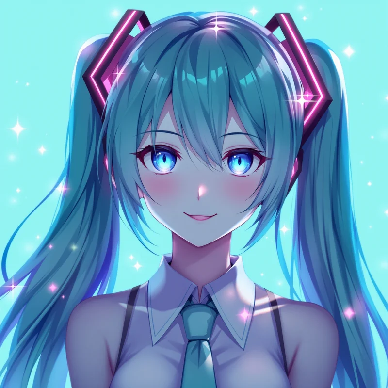 colorful Miku PFP image with soft light effects for digital profile identity