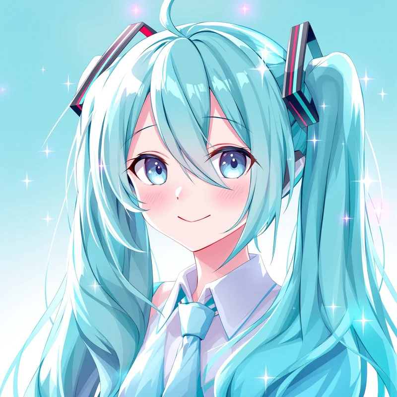future Miku profile avatar with clean pastel glow for profile picture use