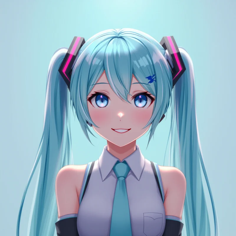 Vocaloid Miku profile picture with digital gradient background for online avatar styling