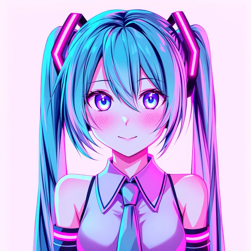 centered Miku PFP portrait with soft light effects for online avatar styling