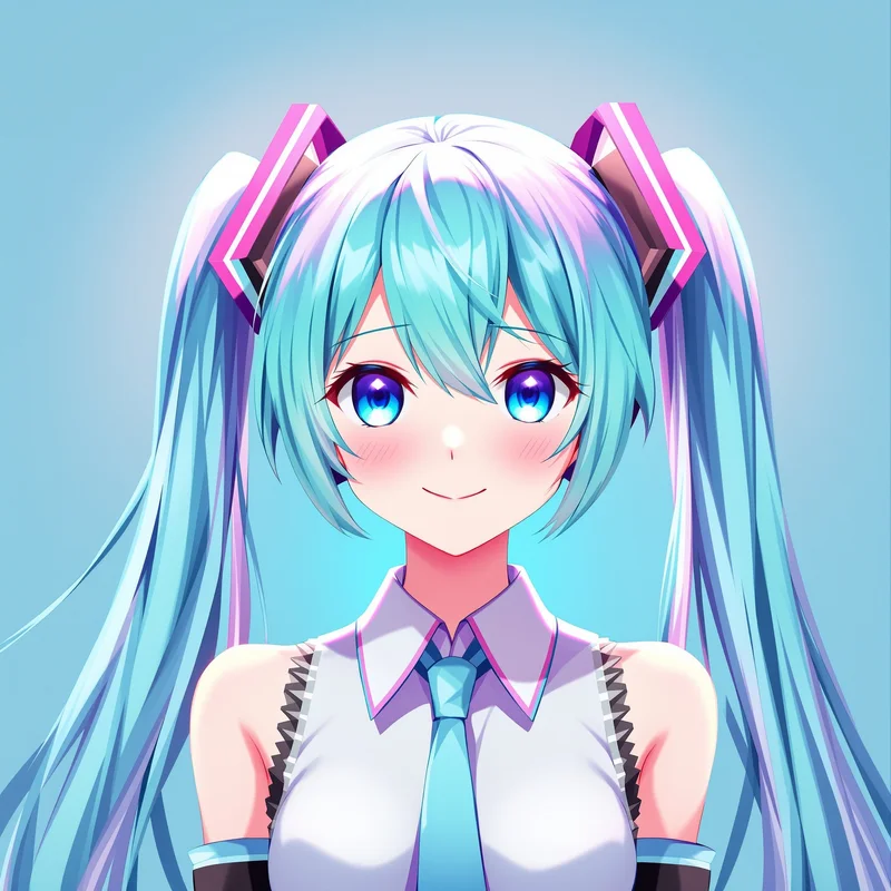 neon Miku avatar image with cyber style lighting for aesthetic profile icon