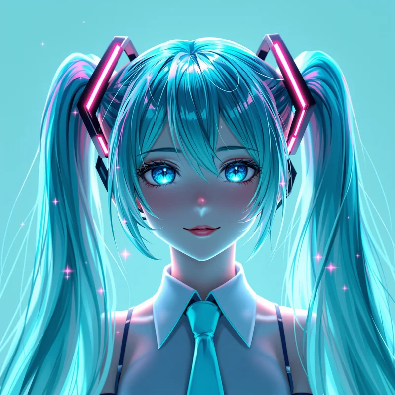 Hatsune Miku PFP portrait with smooth gradient colors for digital profile identity