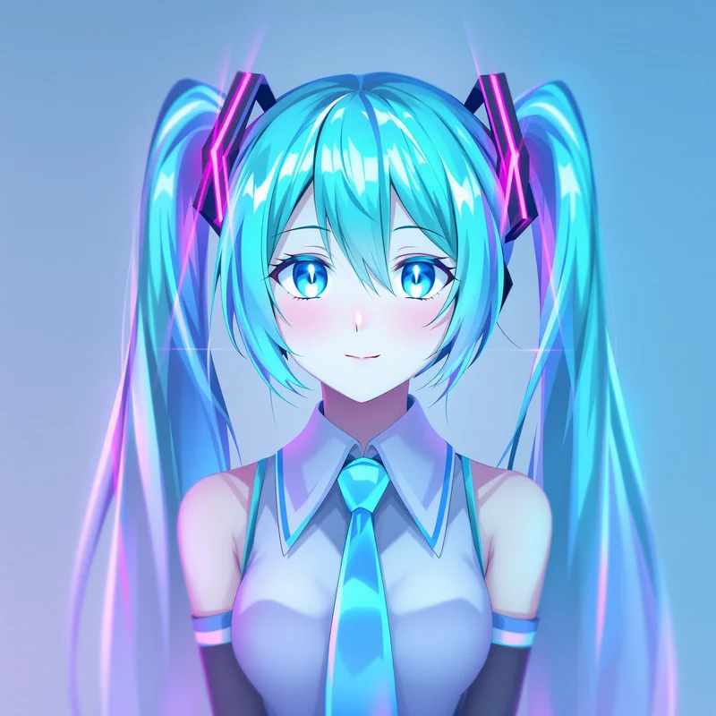 future Miku profile avatar with vibrant blue tones for messaging profile icon