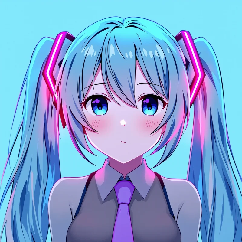 future Miku profile avatar with soft light effects for online avatar styling