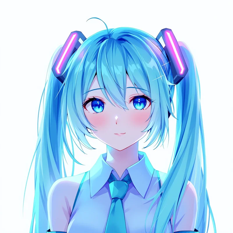 centered Miku PFP portrait with clean pastel glow for social media avatar