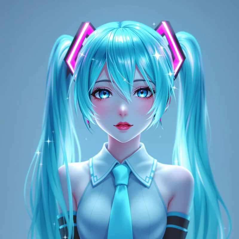 Vocaloid Miku profile picture with soft hologram lighting for online avatar styling