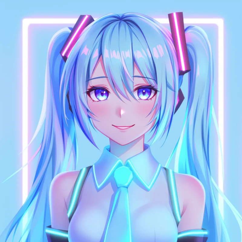 Hatsune Miku PFP portrait with clean pastel glow for social media avatar