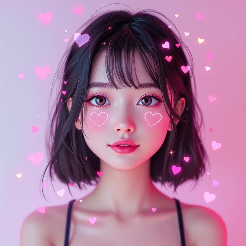 heart PFP portrait with gradient background for messaging profile icon