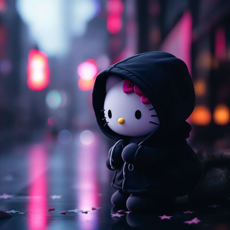 Hello Kitty PFP Black Hoodie Mystery aesthetic avatar design