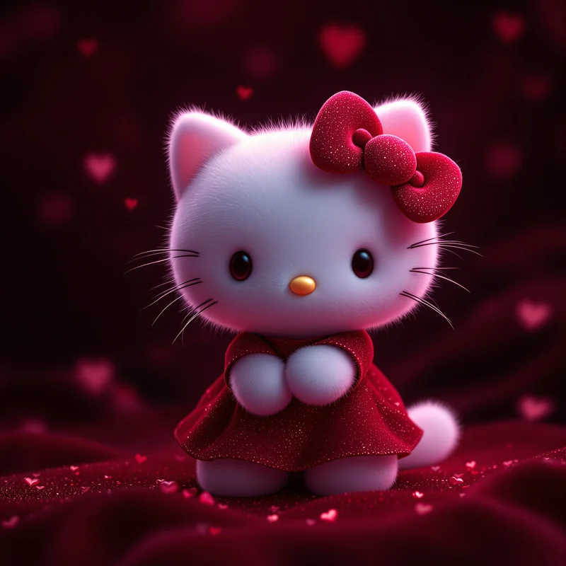 Hello Kitty PFP Dark Red Velvet aesthetic avatar design