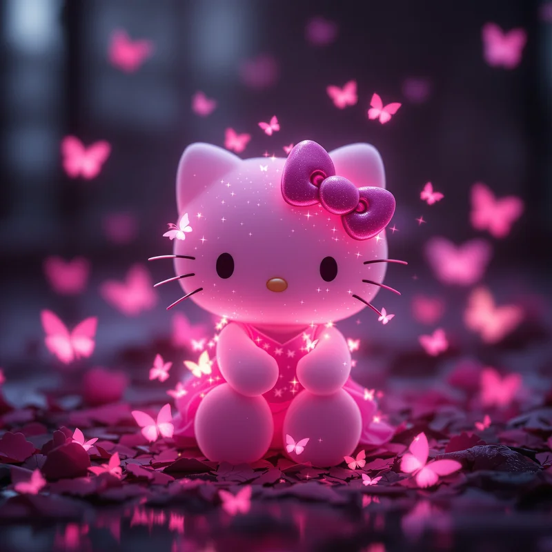 Hello Kitty PFP Pink Butterfly Glow aesthetic avatar design