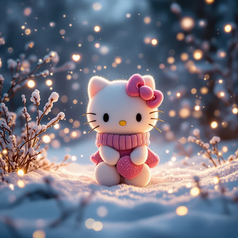 Hello Kitty PFP Snow Winter Glow aesthetic avatar design