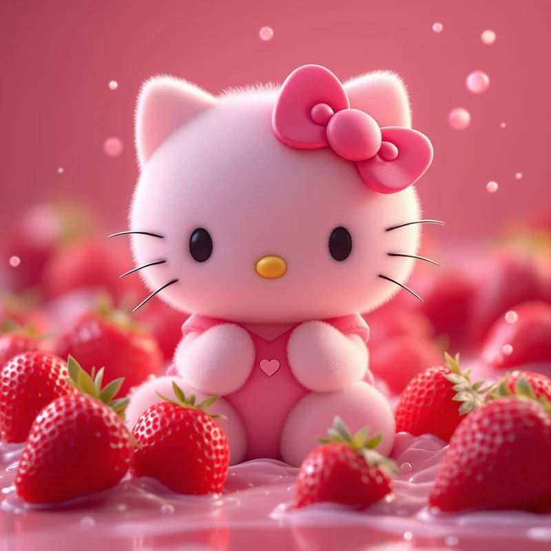 Hello Kitty PFP Strawberry Milk aesthetic avatar design