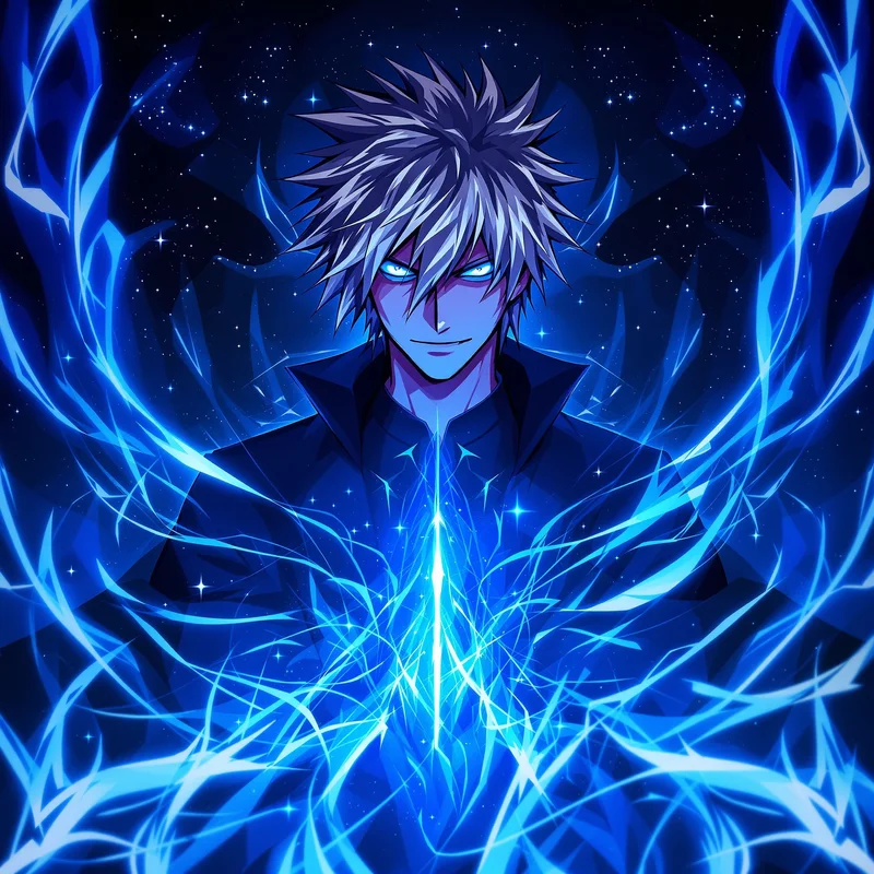 Bleach Ichigo profile picture with blue spiritual energy for portrait display